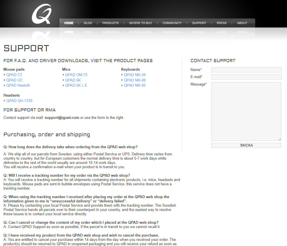 QPad Support Page